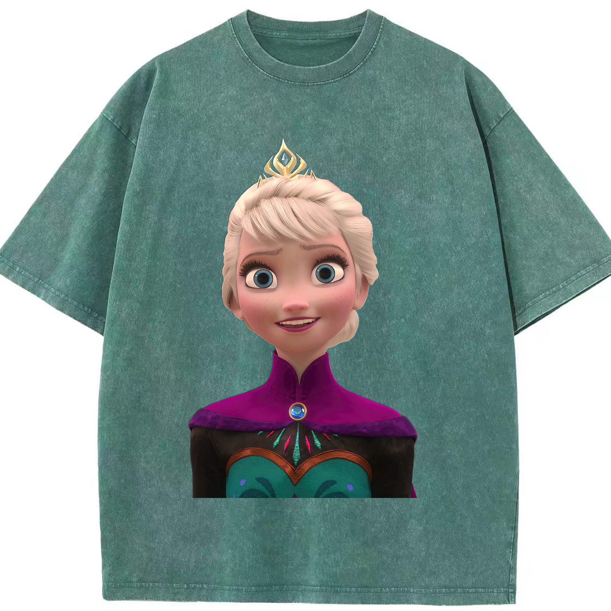（画像用） アナと雪の女王 アンナ エルサ Frozen Anna Elsa 綿100% ヴィンテージ風 半袖Tシャツ（フロントプリント）